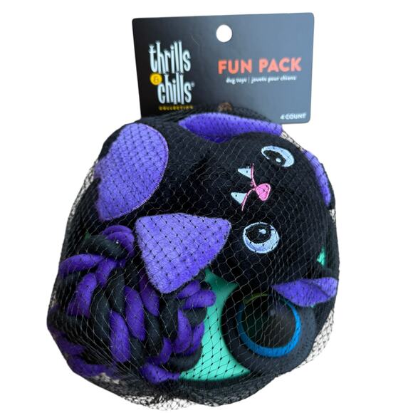 Thrills & Chills Dog Toys Halloween Fun Pack Squeaky Crinkle Thrash Plush Toss - Picture 1 of 3
